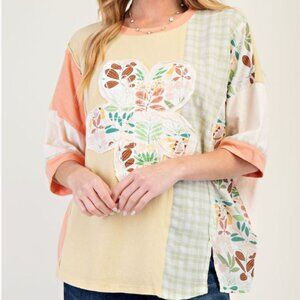 179. FLOWER PATCH SOFT WASHED COTTON SLUB TOP